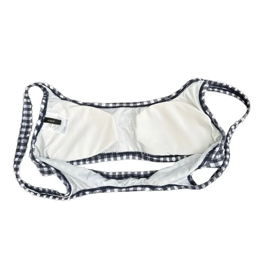 J. Crew Women's Navy Blue Gingham Square Neck Bikini Top Size Small
